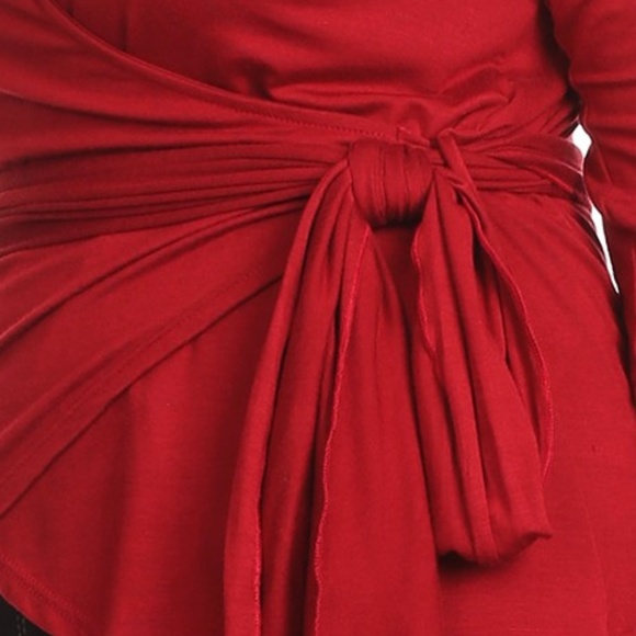 Lilian Plus Size Waist Tie Asymmetrical Top - Picture 6 of 7